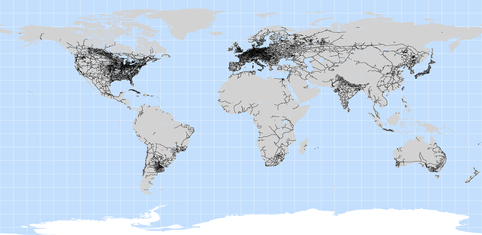 18年更新 鉄道路線を中心に表現した世界地図 Naglly Com