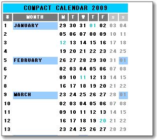 compact calendar
