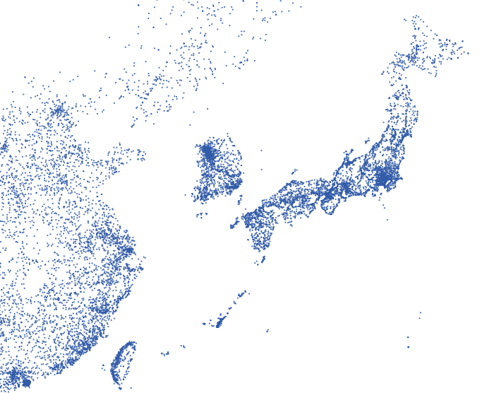 Ipアドレスに登録されている住所から描き出した世界地図 Naglly Com