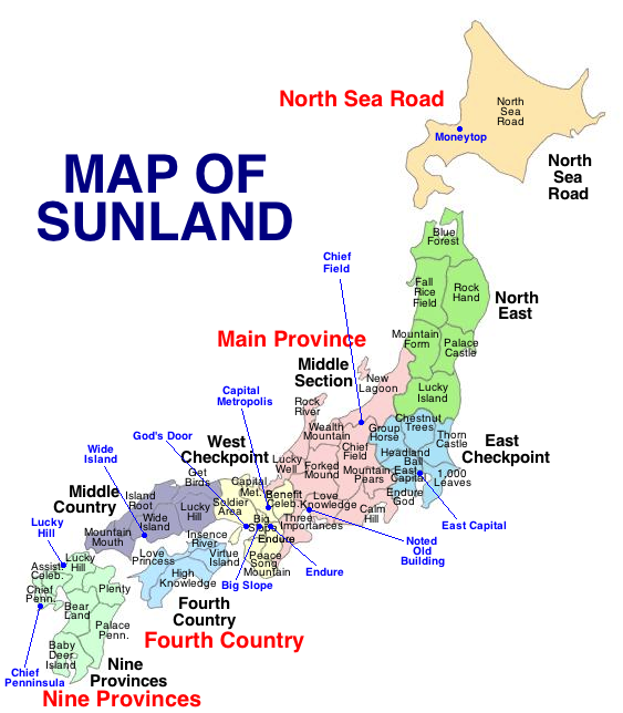 日本の都道府県名を英語で直訳した日本地図 Map Of Sunland